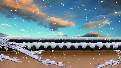 冬季宁静飘雪舞台背景视频的预览图